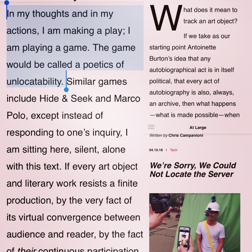 chriscampanioni's tweet photo. Notes from my Poetics of Unlocatability in At Large Magazine today #selfarchival #autobiography as political resistance https://t.co/rQfb0hV8aS #atlargemagazine https://t.co/XOaAOzbL4M