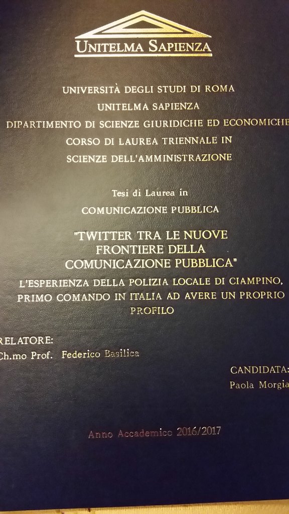 plcalfa56's tweet photo. Vorrei ringraziare il team completo di PA SOCIAL, per le preziose info ricavate dal libro e dai numerosi incontri,  tra cui quelli web, che mi hanno permesso di redigere la mia tesi di laurea. Un grazie particolare a Sergio TALAMO. https://t.co/zU8IHOG5jZ