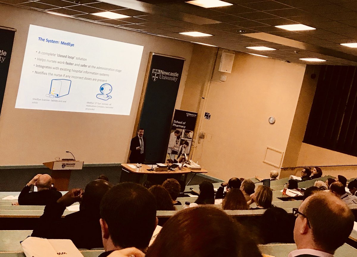 ClareLTolley's tweet photo. Hearing about the potential of #MedEye to reduce administration errors in hospital @MedEyeNL @neilwwatson66 @NCL_Pharmacy #hsrpp2018 https://t.co/zXkvUWEujK
