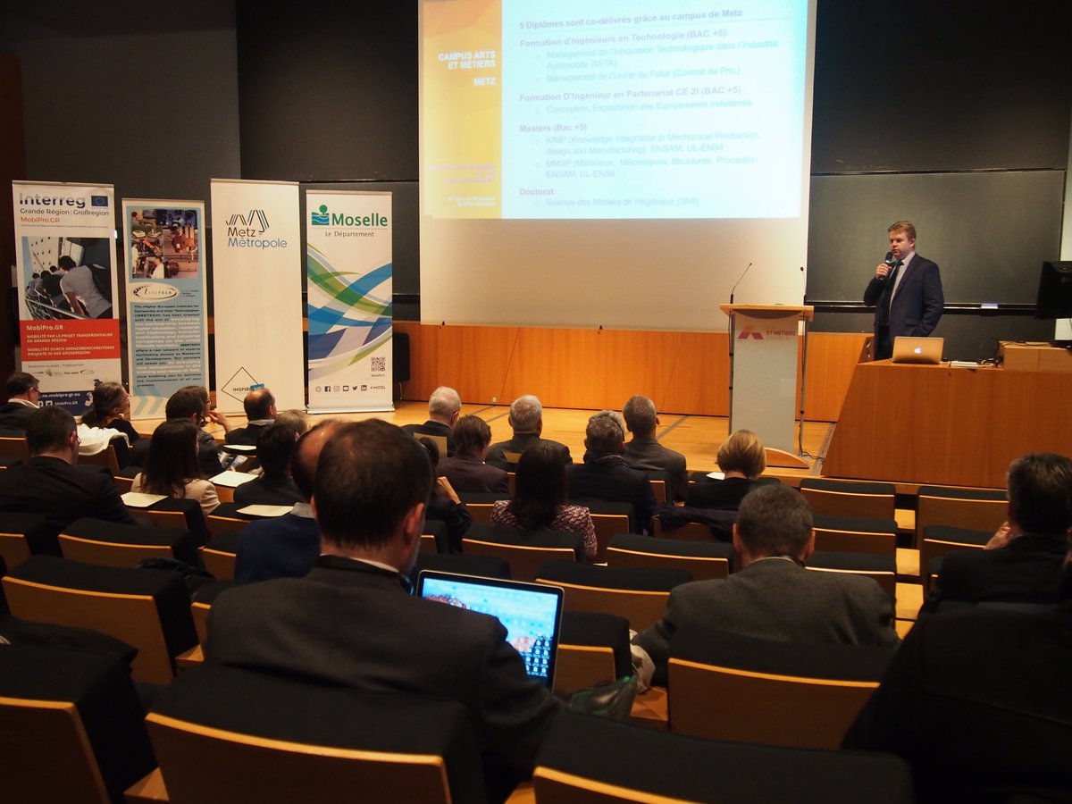 ArtsetMetiers_'s tweet photo. Rencontre #GrandesEcoles #universités de la Gde Région. Présentation du campus #ArtsEtMétiers de #Metz et de institut #francoallemand pour #industriedufutur aux acteurs de #enseignementsup allemands, belges et luxembourgeois @MoselleCD57 @MetzMetropole #ISEETECH https://t.co/63yYw8FWSG