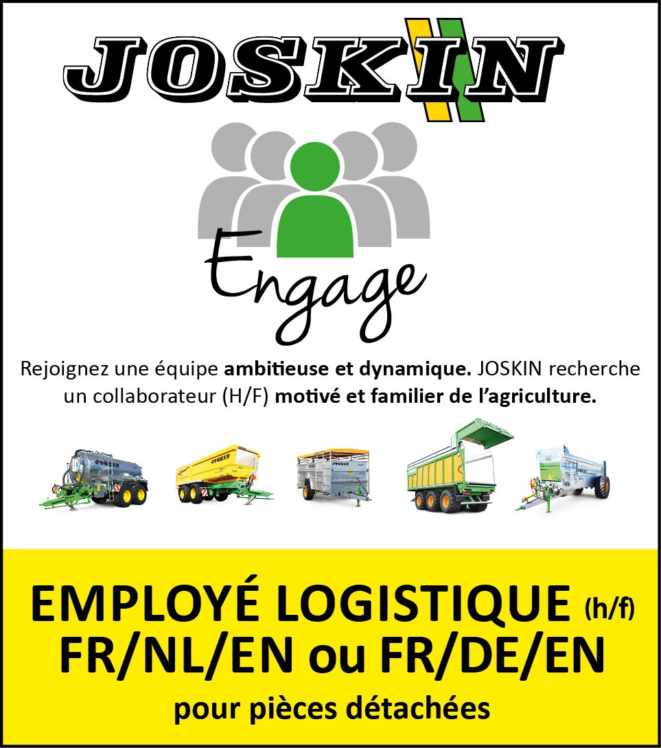 Joskin engage un employé logistique-transport (h/f) pour pièces détachées.

Intéressé(e)? Rendez-vous à l'adresse suivante pour en savoir plus sur la fonction:
joskin.com/upload/Jobs/em…