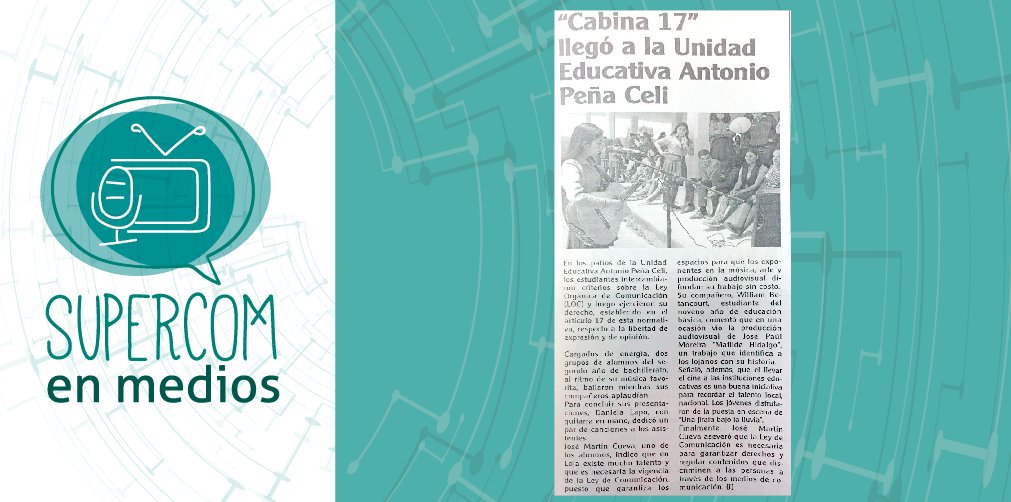 SupercomZona7's tweet photo. #SupercomEnMedios
🗞️‘Cabina 17’ puso llegó a la Unidad educativa `Antonio Peña Celi´
➡️ Vía @CronicaLoja
#Loja https://t.co/Gn1MvqlACS