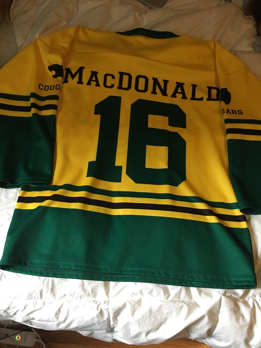 PMacDonald97's tweet photo. Honoured to be able to represent the colours of the Humboldt Broncos and the number of victims we have lost with one of my jerseys from playing in the @cjhlhockey on this jersey day #humboldtsrong #JerseyDay https://t.co/gB7ZF6MZOX