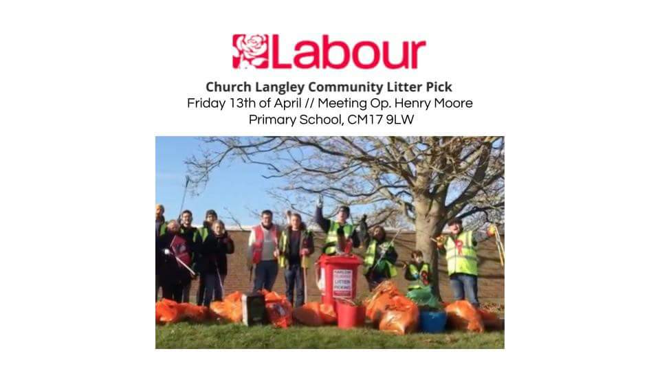 This time tomorrow me and Cllr @ChrisJVince will be in #ChurchLangley showing the difference I would make as a @HarlowLabour Cllr if elected on the 3rd of May!

Join our community litter picking event here:
facebook.com/events/2213394…

@labour_local #litterpicking #communityactivism