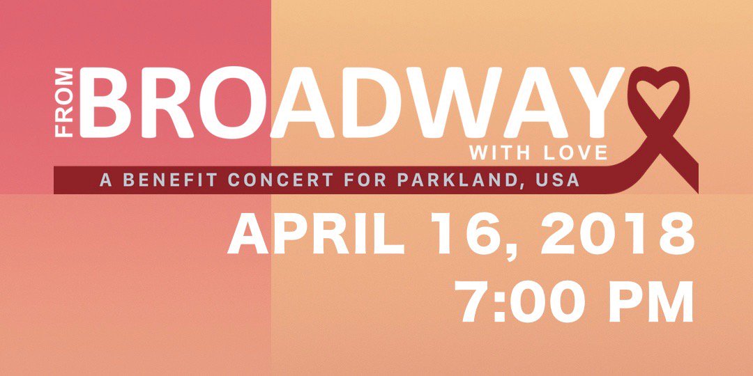 Honored to be joining @FromBwayWLove this upcoming Monday in supporting the amazing Parkland students to raise funds for @ShineMSD, benefitting arts advocacy in the Parkland community.  Reserve your tickets here: bitly.com/fbwltix  #FromBwayWithLove