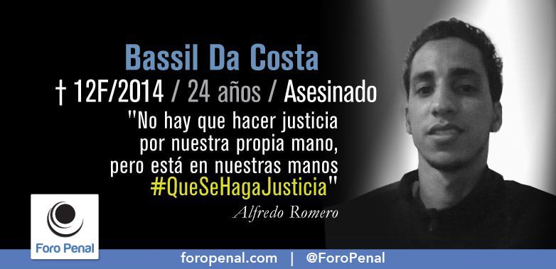 ForoPenal's tweet photo. #12S Hoy se cumplen 4 años y 7 meses de la muerte de Bassil Da Costa 12/02/2014. No lo olvidemos. #QueSeHagaJusticia https://t.co/ZRzZuZRbHG