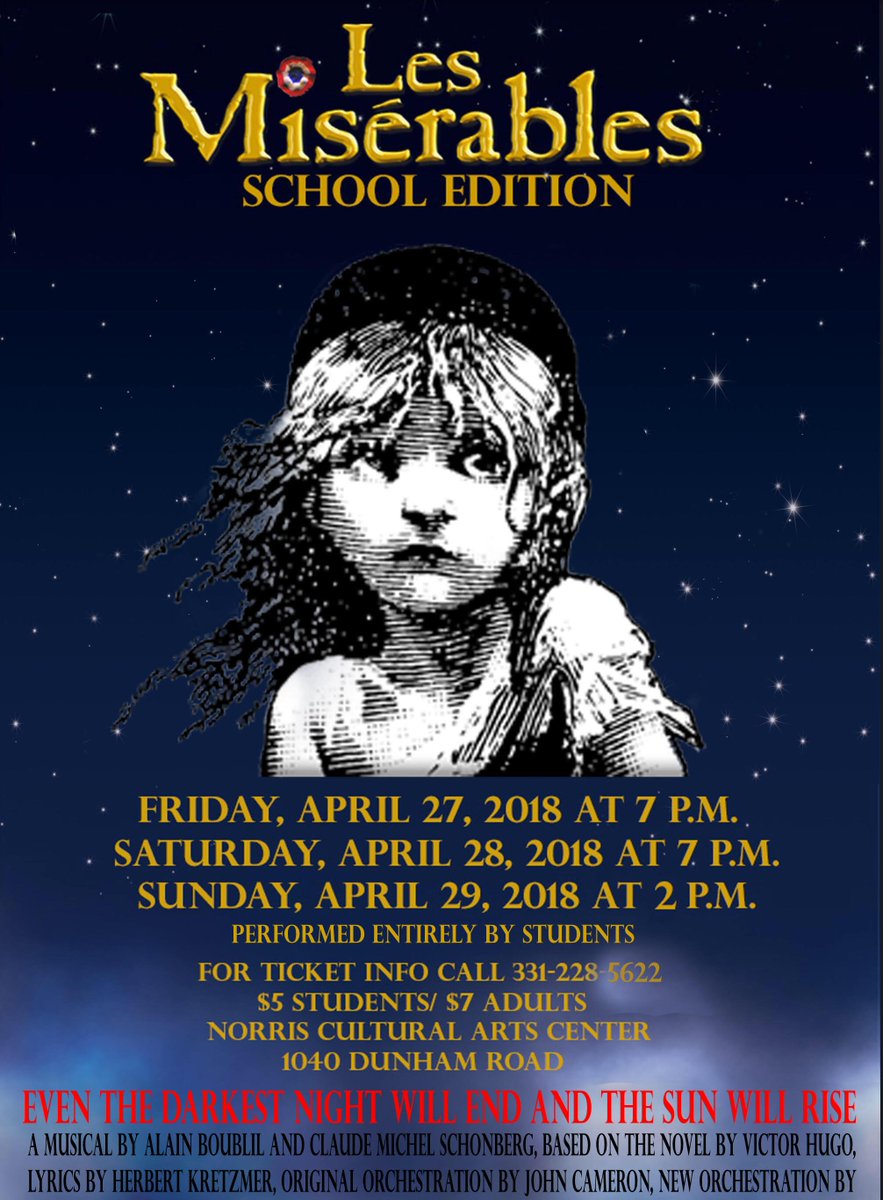 Don't miss our school production of Les Miserables running from April 27th-29th! Tickets on sale now!