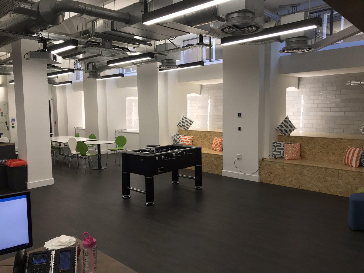we_are_concert's tweet photo. 3 weeks into the new office &amp; the ‘hot desking’ concept has been embraced, promoting engagement &amp; communication. The Amenity space is being used in different ways &amp; the coffee machines are a hit. Bruceshaw are leading by example with future workplace thinking &amp; Wellbeing -#HRview https://t.co/hfHlH6cfLJ