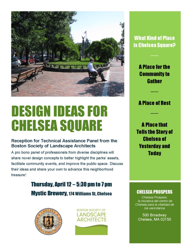 juirop's tweet photo. Today excited to participate in reimagining #Chelsea Sq. for public life w Boston Society of Landscape Architects @BSLAOffice Agency Landscape+Plan., Klopfer Martin Design, GambleAssociates, Atile, CBTArchitecture, StudioG Arch, Nelson Nygaard, DavidBuckleyBorden, @zofnassprogram https://t.co/9skViTvITV