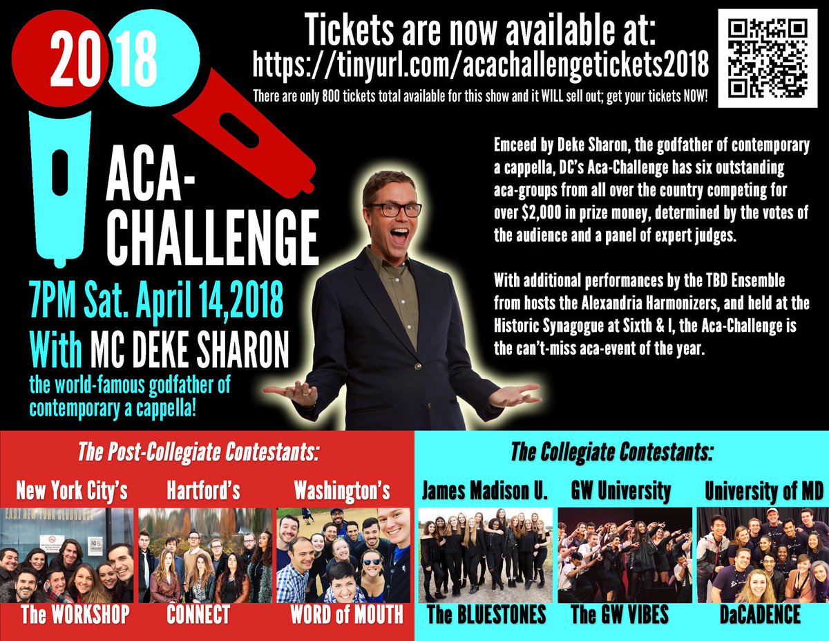 CONNECTACA's tweet photo. We are so excited for the 2018 Aca-Challenge with MC @dekesharon  in Washington, DC this Saturday! If you're in the DC area this a show you won't want to miss. 🤩 For more info: https://t.co/KAM1f4UCOS https://t.co/Qhq4Vl9YOR