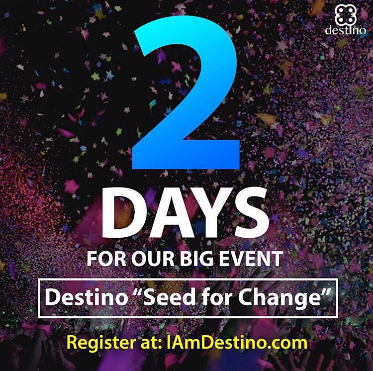 destinoleaders's tweet photo. We are just 2 days away for our big event #Destino #seedforchange You still have time to register here: https://t.co/oOmmtprloS to register free today! #yosoydestino #miami #miamidade #events #eventsinmiami #mdc #mcdcommunity #leadership #leader https://t.co/lBGqfyEhqq