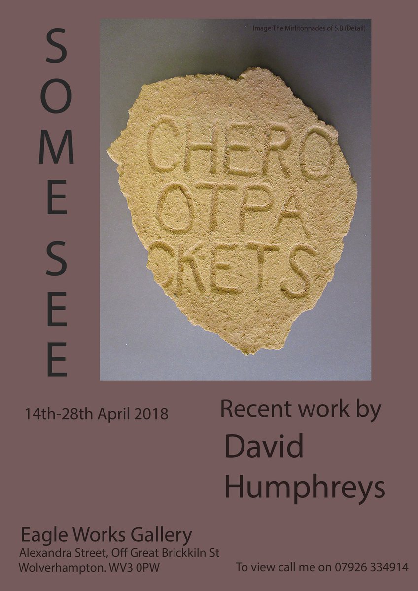 ✨ PRIVATE VIEW ✨

SOME SEE | Recent work by David Humphries

Join us for the Private View on Saturday 14th April 12pm - 3pm

All welcome

Exhibition open 14th until 28th April - to view call 07926 331 914