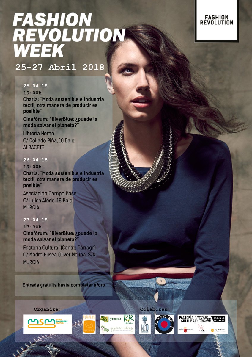 En breves es la 'Fashion Revolution Week', un evento mundial que reivindica una moda más sostenible y ética. Desde @ModaSosMurcia hemos querido apoyarlo preparando actividades muy chulas! Os esperamos!!! @Fash_RevSpain #fashionrevolution #murcia #quiénhizomiropa
#modasostenible