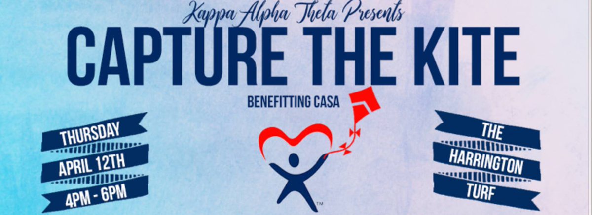 Come join us for Capture the Kite today from 4-6 PM on the Harrington turf in support of our philanthropy CASA! Hope to see you there!