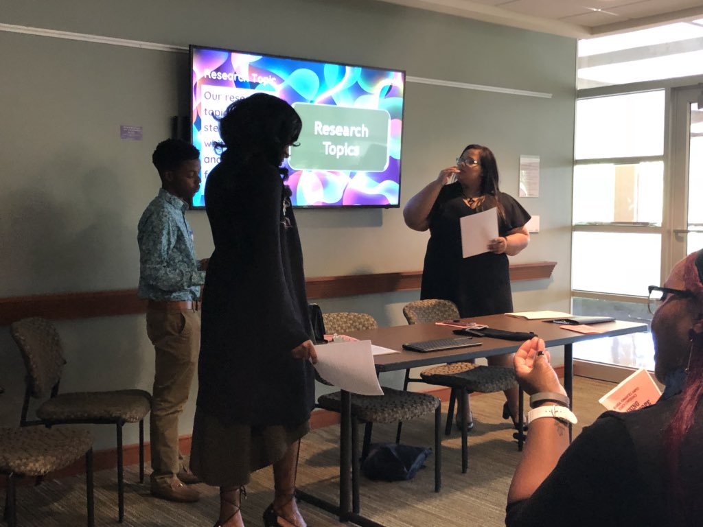 High school students sharing literature reviews and results of action research. #EnglishTeacher #humanitiesamped #criticalhope #research