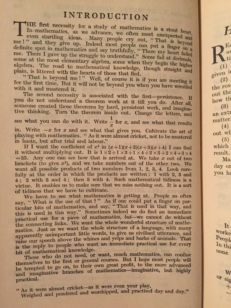 ‘The first necessity for a study of mathematics is a stout heart’!