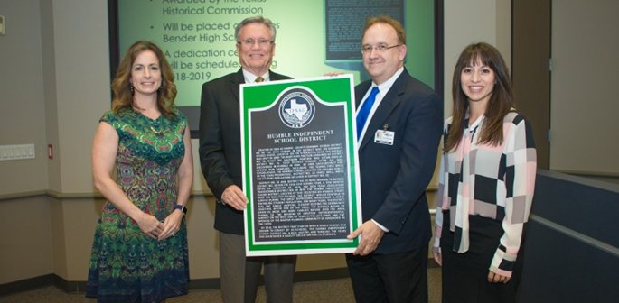 Humble ISD was awarded a Texas Historical Marker, in honor of the district’s founding 100 years ago. The district celebrated the marker from the Texas Historical Commission at the monthly school board meeting, on April 10. #HumbleISD100 Full story at: bit.ly/2JEwig0