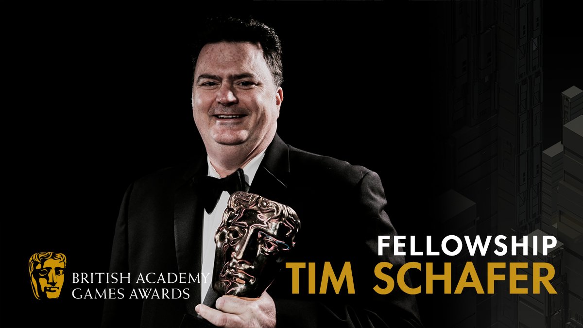 BAFTAGames's tweet photo. Tim Schafer, creator of Full Throttle, Grim Fandango, Psychonauts, Brütal Legend and many more, receives the #BAFTAGames Fellowship 🙌👏 Congratulations @TimofLegend (you're worthy of your handle!) https://t.co/DVYZ0jU0C5