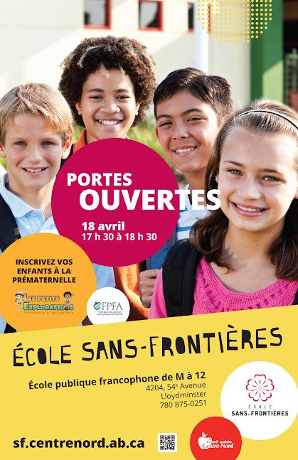 Portes ouvertes le 18 avril de 17h30 à 18h30 à l'école Sans-Frontières: venez découvrir notre école et sa prématernelle.  C'est le temps d'inscrire vos enfants pour l'année scolaire 2018-2019.