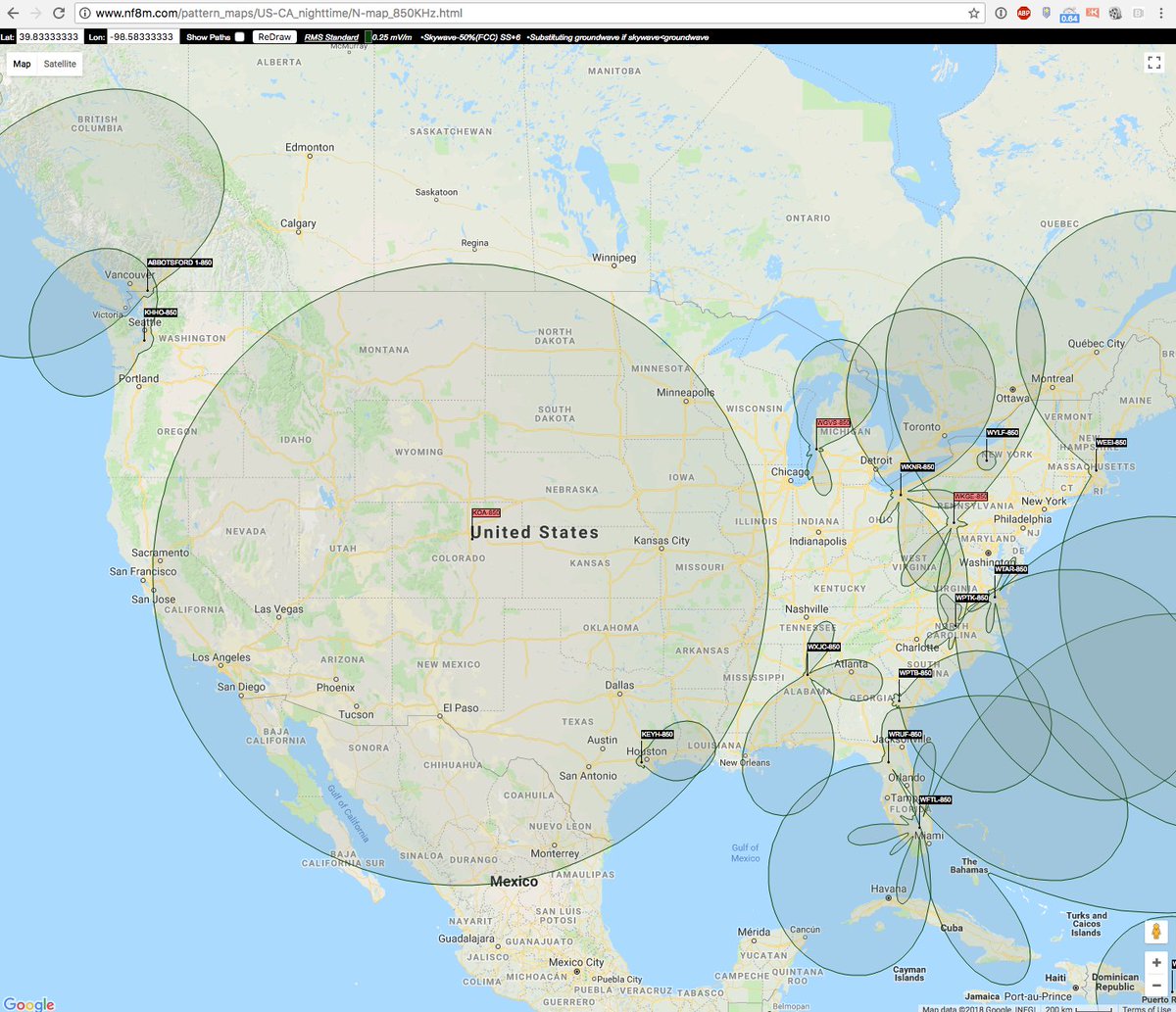 CaNerdIan's tweet photo. Ever wonder why @850KOANewsroom is called the "Blowtorch of the West"? This is their nighttime coverage pattern. #RFgeek (Thanks to NF8M for the great site) https://t.co/TvoUcgrlpD https://t.co/N8Mgk4AxJm