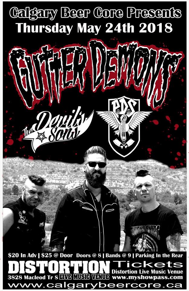 May 24 @distortionyyc! Calgary Beer Core Presents: @GutterDemons (Montreal)! Joining them will be Edmonton's amazing #psychobilly prophets The Devil's Sons, and Calgary #punk #doom #sludge masters Pelican Death Squad! facebook.com/events/2406257… #yyc #yyclivemusic #yycmusic #musicyyc