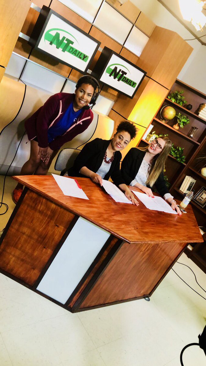 BlairAllyson's tweet photo. Putting my directors hat on today😂 we have a great newscast lined up for y’all! #ntdailytv https://t.co/05tmb9mqre