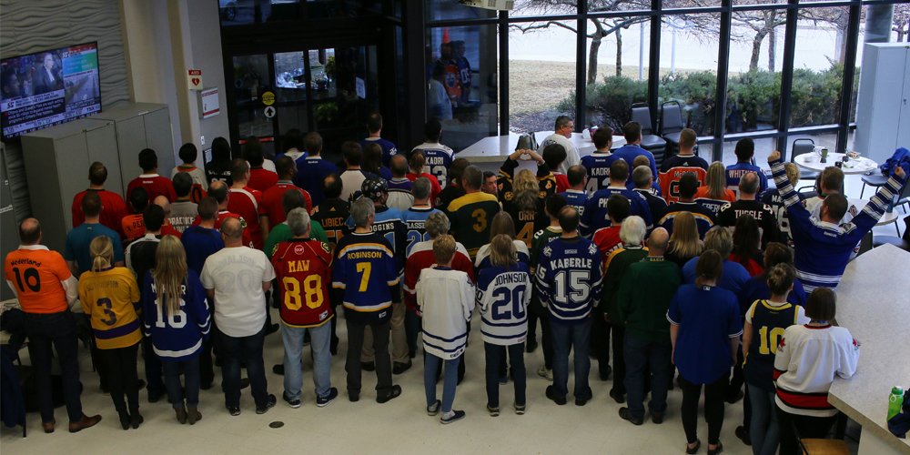TeledyneDALSA's tweet photo. Today staff in our Waterloo office wore their #jerseysforhumboldt, for every staff member wearing a jersey, Teledyne DALSA has donated 5 dollars to support the Humboldt Broncos and their families. #SupportForHumbolt #HumboldtBroncos https://t.co/pu9crKm38M