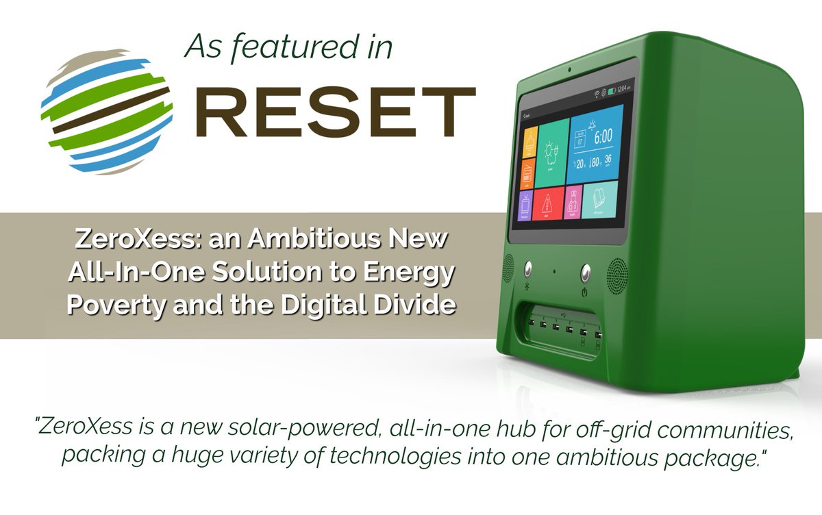 Kumbaya_Inc's tweet photo. Kumbaya's #zeroXess was featured this week in RESET, a humanitarian publication focused on digital-green and social innovations for sustainable development. Read the full article at https://t.co/Z01fFldG8d via @RESET_Int #ConnectTheUnconnected https://t.co/yZXdw0AYUC