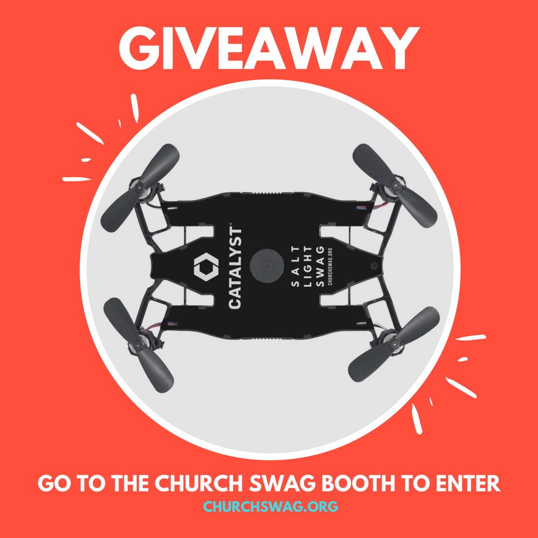 CatalystLeader's tweet photo. Step up your selfie game with a Selfie Drone! Go to @churchswag booth to enter to win the Selfie Drone, Bluetooth Headphones, Custom Backpack &amp; other prizes! #saltlightswag https://t.co/VVBiMn8D6K