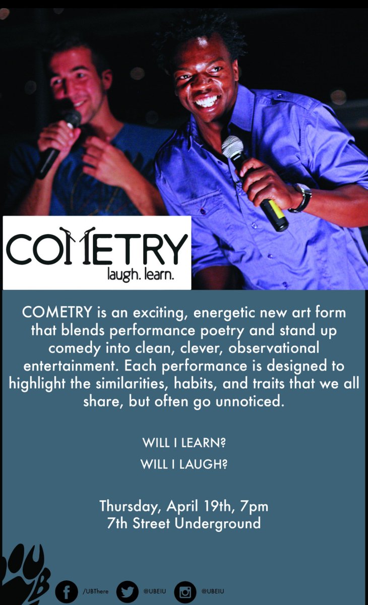 ubeiu's tweet image. Cometry on Thursday, April 19th at 7pm! 
#learnandlaugh