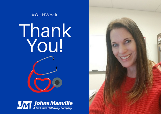 JohnsManville's tweet image. #shoutout to @gailacasey, Occupational Health Nurse at JM WHQ in #Denver! We are so thankful for you today and every day! #OHNWeek #ThankANurse