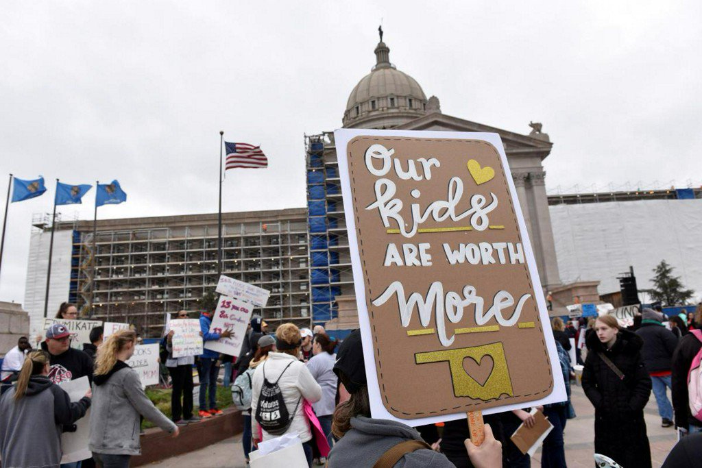 Reuters's tweet photo. Oklahoma parents fret over childcare, testing as teachers strike https://t.co/pSwHzgSUNr https://t.co/eKBIc5PWq9