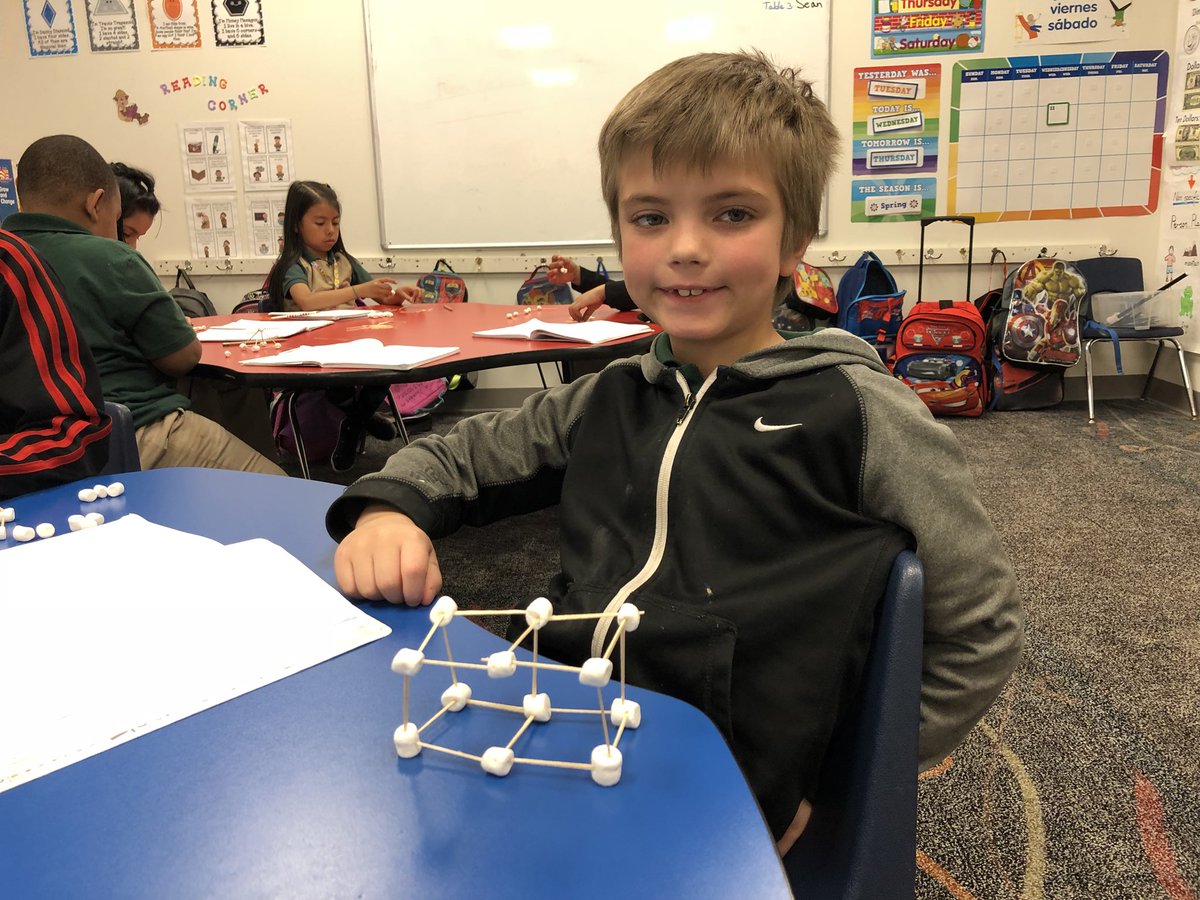NuriaRibas6's tweet photo. Building 3D shapes with marshmallows and toothpicks #stay committed #bethechange #firstgrade #math @LegacyPCADFW https://t.co/LLsvn7MUhD
