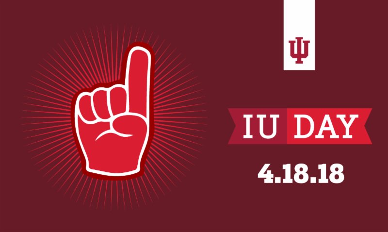 IU Day is a 24-hour, binge-watching, social-media sharing, IU-wearing, celebration of Indiana University. WEAR your IU gear on IU Day to work, school, or wherever you find yourself on April 18. From hats to socks to everything in between, put your IU pride on full display. #IUday