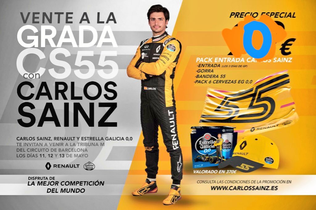 ¿Cómo? Q no llega para ir a ver la F1??? Esto te lo arreglo yo! Lujazo d entrada q sorteo para poder disfrutar del GP España en la #GradaCS55.
Gracias <a href="/Carlossainz55/">Carlos Sainz</a> @EG_00. Follow, retuit y suerte! Nos vemos en el <a href="/Circuitcat_es/">Circuit de Barcelona-Catalunya</a>