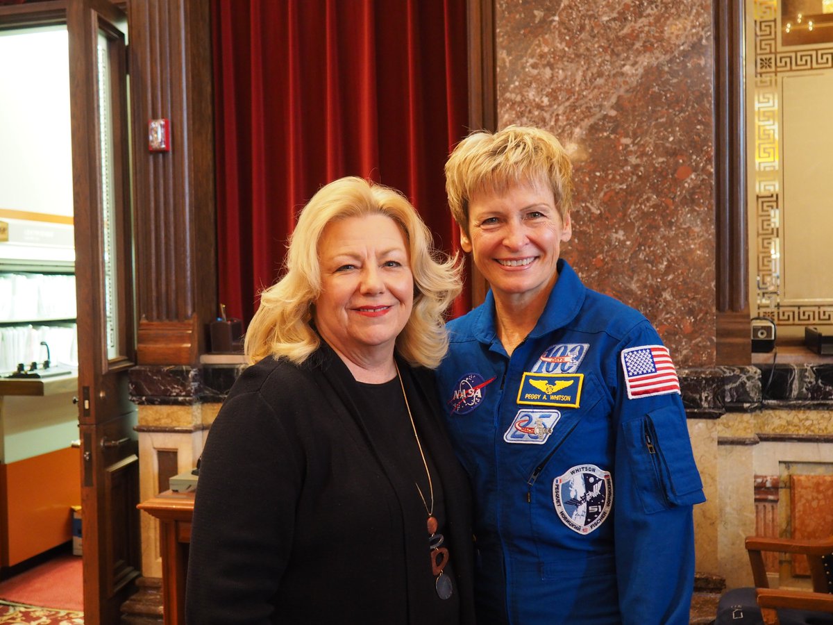 On Today, April 12th, the Iowa Senate honored the incredible career of <a href="/AstroPeggy/">Peggy Whitson</a>.  Peggy Whitson, who is an Iowa native, accumulated 377 days in space, the most for any U.S. woman at the time of her return to Earth. She is a true American hero and an inspiration to all!