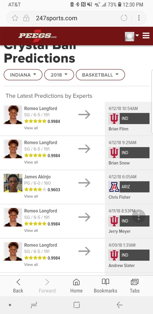 IUfanAdam's tweet photo. It's looking pretty damn good right now #iubb fans!! Let's go Romeo Langford! https://t.co/J2C1n0CngM