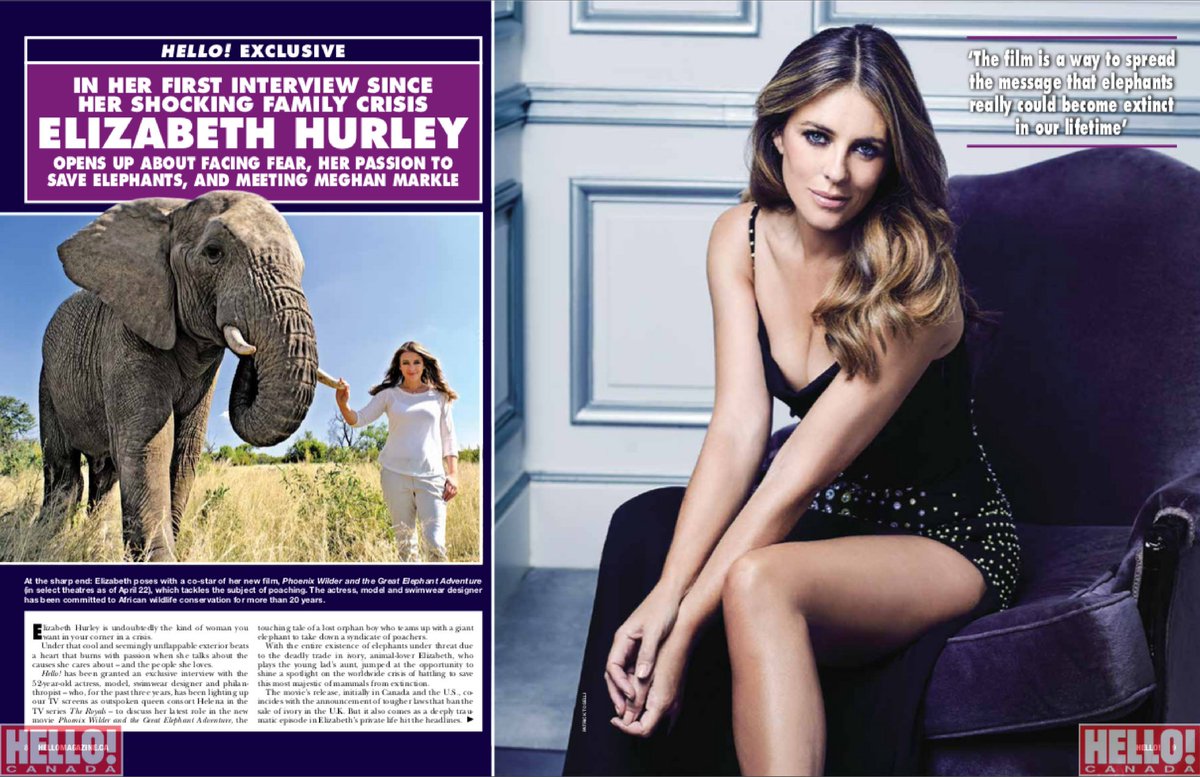 phoenix_wilder's tweet image. Here's a #SneakPeak of the #AMAZING spread of @ElizabethHurley in @hellomag! Find it on #Canada #newsstands today &amp;amp; #online tomorrow! #PhoenixWilder  🐘🐘
