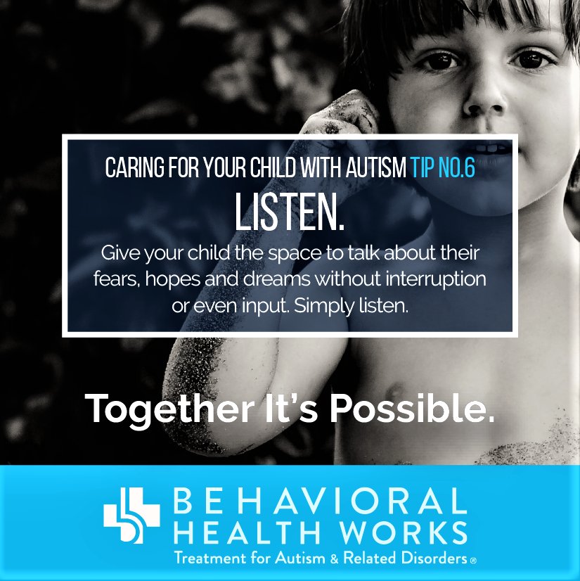bhwcares's tweet image. Caring For Your Child With Autism: Tip #6: Simply Listen to Your Child. :)
#autismawareness #autismspeaks #bhwcares #bhwonevoice #autism #togetheritspossible #TIP #TIP2018