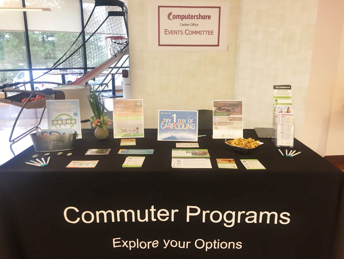 NeponsetTMA's tweet photo. Computershare employees, come explore your commute options. We can help you find carpool partners, plan a transit route, and more! We're onsite @Computershare in #Canton until 1:30 today, find out how easy it is to #commutegreen #TMAmember #commuterbenefits https://t.co/uxiyOdfU4C