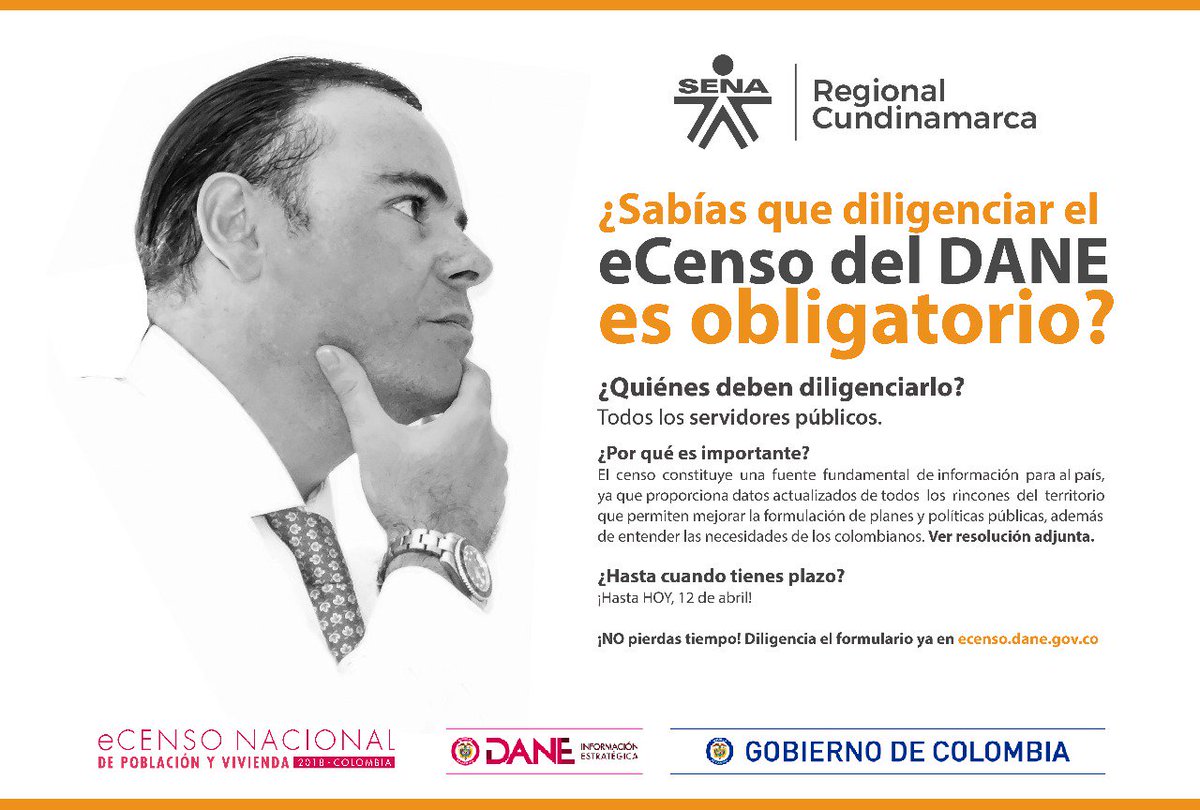 SENAComunica's tweet photo. Estamos #EnModoCenso ¿y tú? recuerda que participar en el #Censo2018 es muy importante para el desarrollo del país. Sigue las indicaciones del  @DANE_Colombia 👇 https://t.co/t7zWn6Fmi5