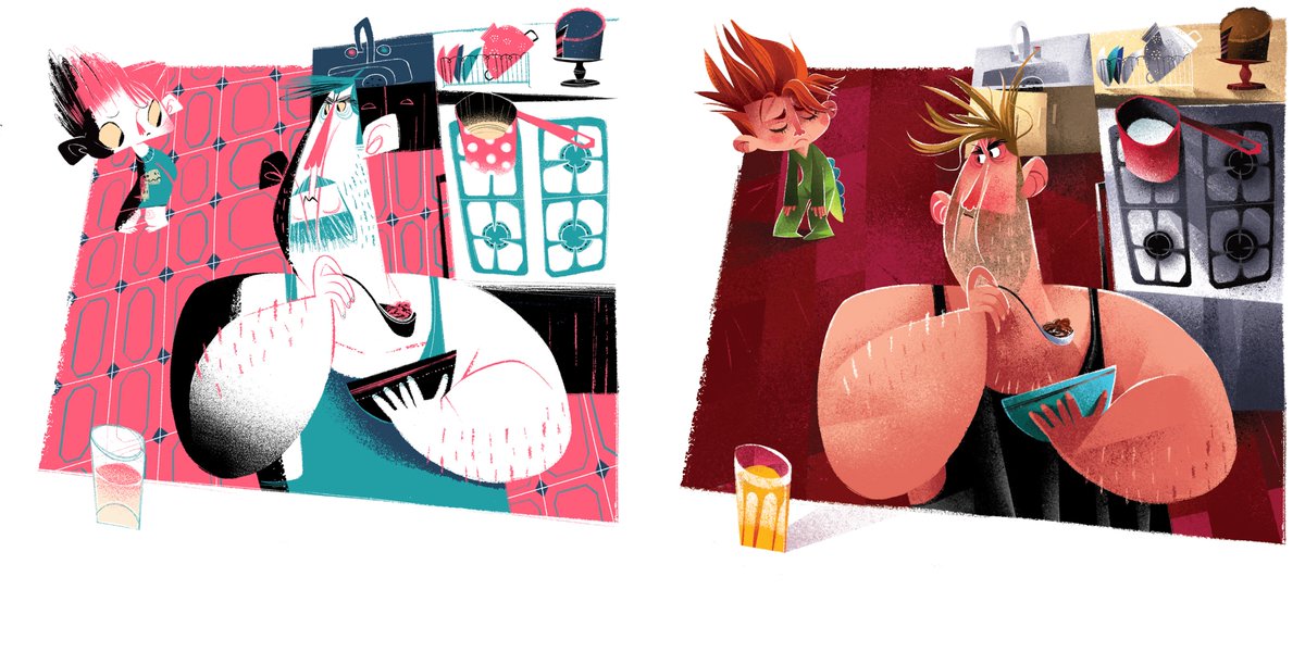 thebundadA little before-after duo from the #kidsbook <a href="/thepunningman/">Sean Leahy</a> and myself are responsible for - the #monster #cafe ! Figured we’d show you the improvement). @unbounders 
Unbound.com/books/the-mons… #illustrator #book #kidlit #crowdfunding #father #son #family #breakfast #dino