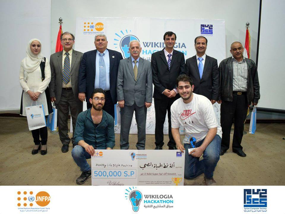 UnfpaSyria's tweet photo. #WebDevelopment is an easy and interactive subject where young boys and girls can engage in learning @Wikilogia #SyrianComputerSociety #Hackathon 8 winners were awarded financial prizes in #Aleppo. https://t.co/6pMmkcO99x