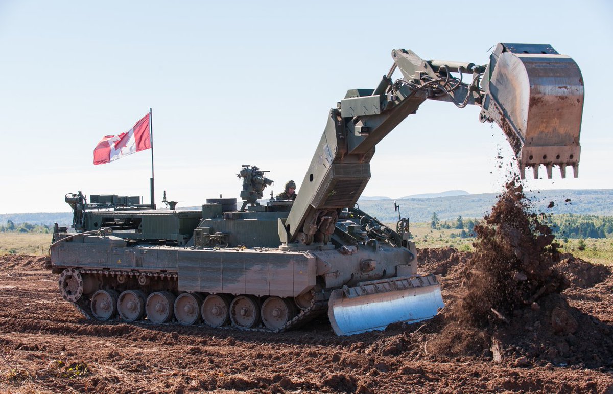 CanadianArmy's tweet photo. New Leopard 2 Armoured Engineering Vehicles impress: "It's definitely a big step up. There’s definitely a whole host of tools we have at our disposal and it's exciting to get out here and use them," said MCpl Bobby Talaber. #WellEquiped https://t.co/Wzy3xJDa6j https://t.co/N9EgelW7JK