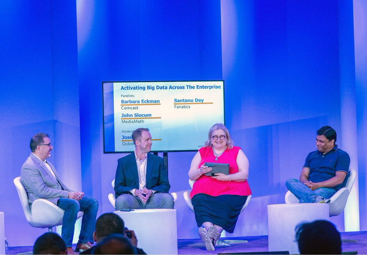 qubole's tweet image. Great conversation around data activation challenges and successes from our first panel of the day with @mediamath @comcast and @Fanatics at #DataPlatforms2018