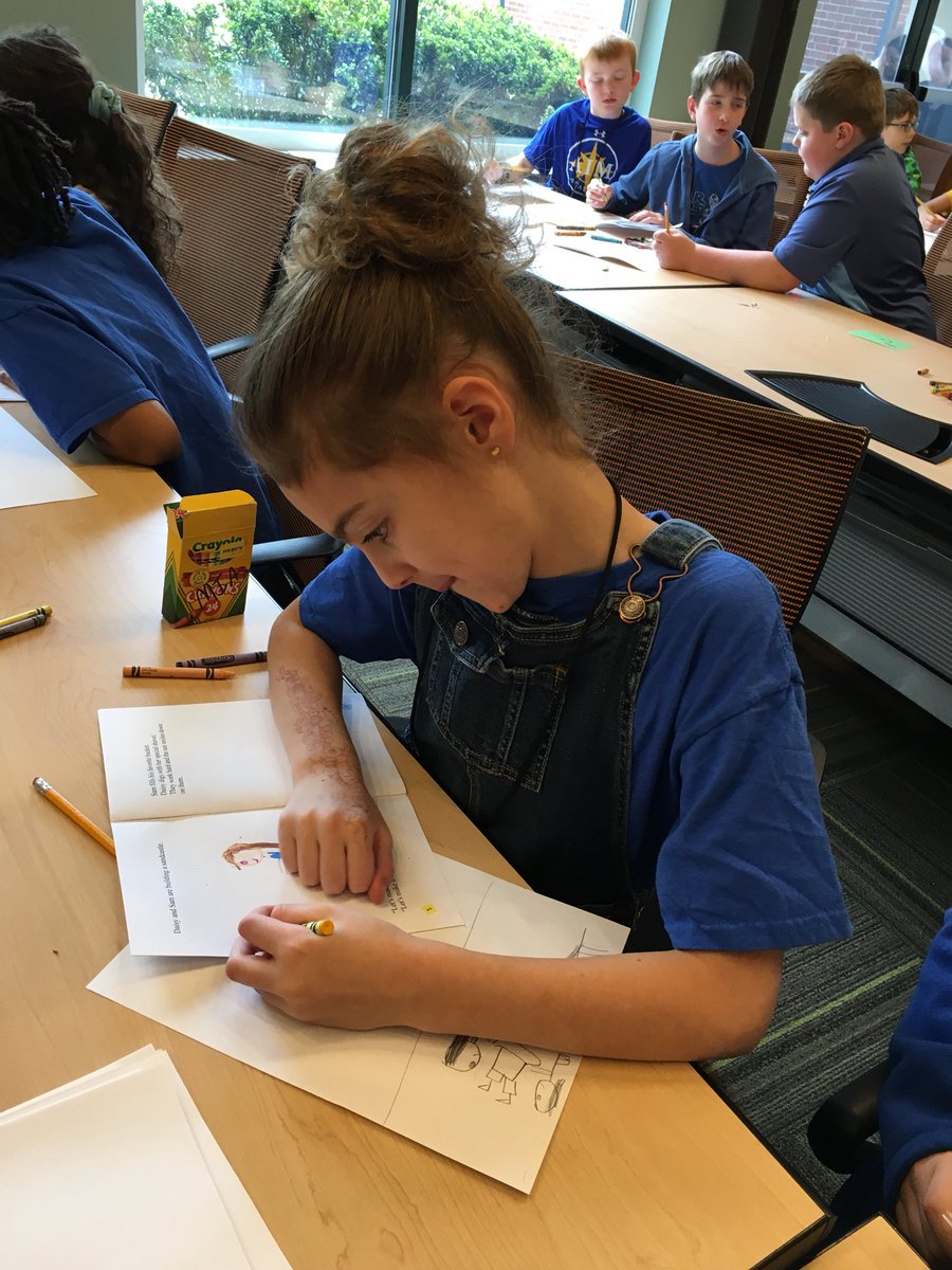 AIMSchool's tweet photo. #DropEverythingReadDay isn’t only about reading! @AIMSchool students and our guests from Ziegler Elementary School are also learning about illustration with children’s book illustrator @disbecca. #DEARMalcolm @ReadWithMalcolm @ncldorg https://t.co/bxEJ3vmqys