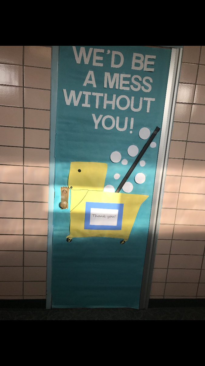 ESC_Region15's tweet photo. GES Appreciates our Custodians! Thank you notes, door decorations, and lunch purchased by the staff! We’d be a mess without them! Thank you, thank you, thank you! #GES #custodianappreciationday https://t.co/EQjQeoqbHb