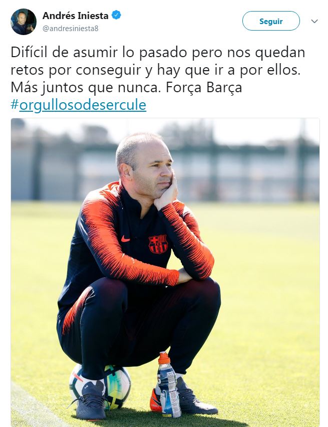 elchiringuitotv's tweet photo. ¡OJO al MENSAJE de @andresiniesta8 en REDES SOCIALES!
"Difícil de asumir lo pasado pero nos quedan retos por conseguir y hay que ir a por ellos. Más juntos que nunca. Força Barça #orgullosodesercule". https://t.co/p7HzaJJZ9c