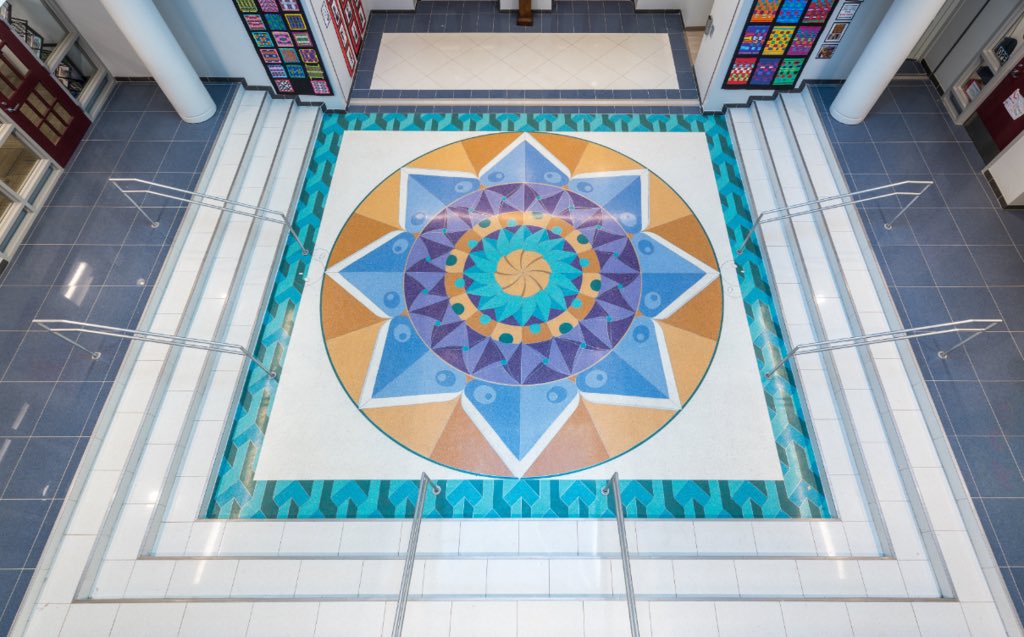 TerrazzoMarble's tweet photo. It’s ok, we see you staring! #terrazzothursday
.
.
Featuring Lafayette Elementary School! #floordesign #flooring
.
.
#terrazzocontractor: Boatman &amp; Magnani Inc. 📸: Brycen Fischer
#terrazzo #terroxy #epoxy #epoxyfloor #resin #interiordesign #architecture https://t.co/YUIz3CoZ0V