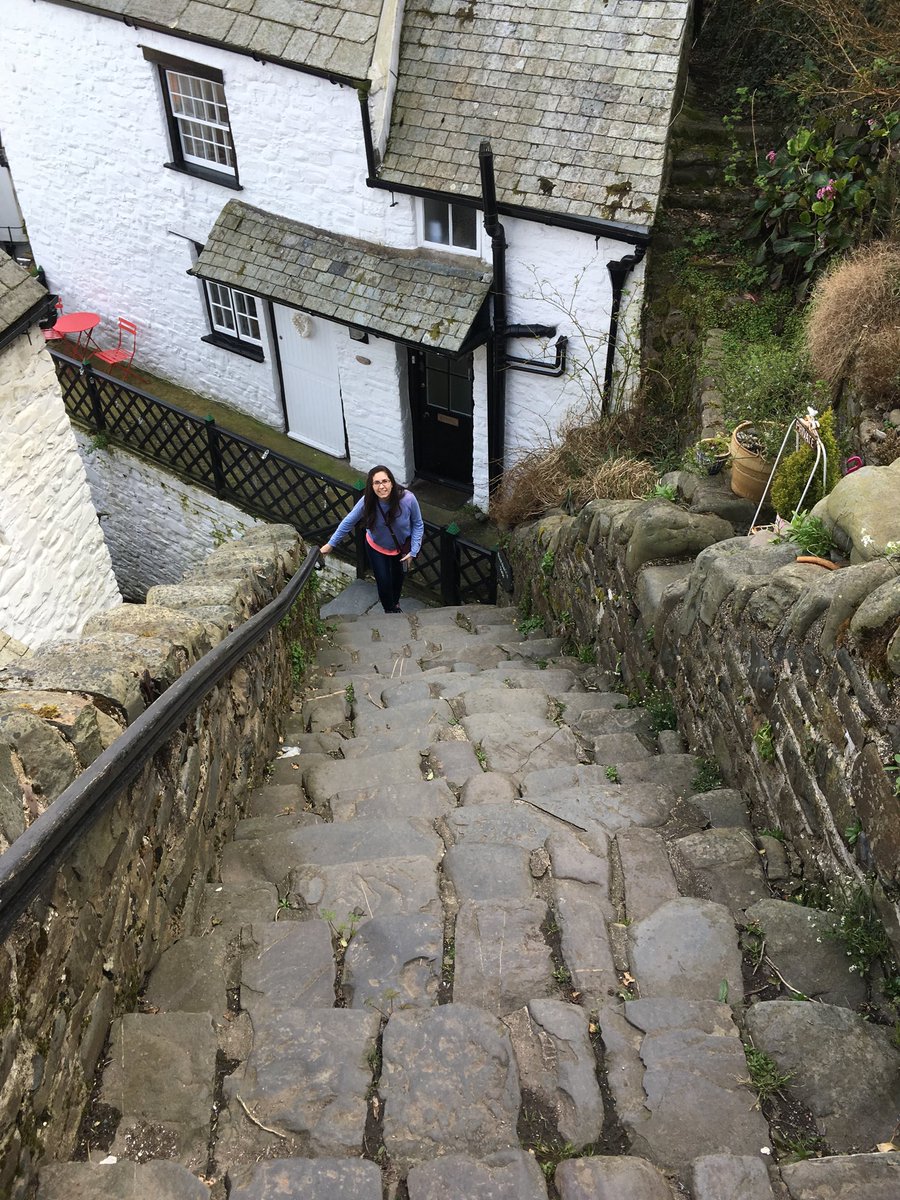 Joemaule's tweet photo. I might take @CatGM on holiday but she doesn’t get away from a bit of exercise! Serious step sessions in Clovelly https://t.co/ddtqNmG7iG